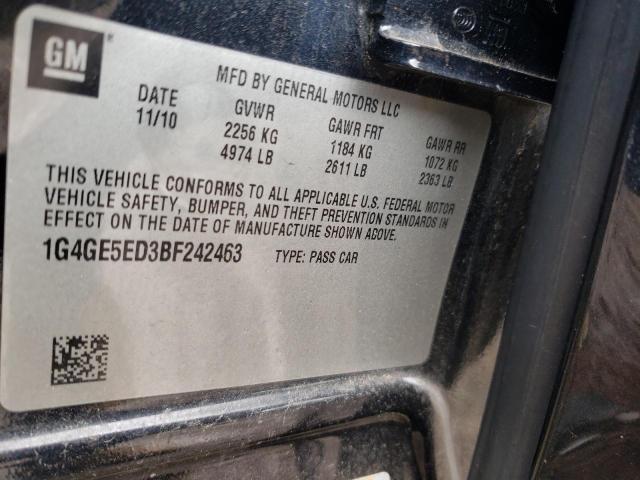 1G4GE5ED3BF242463 - 2011 BUICK LACROSSE CXS BLACK photo 12