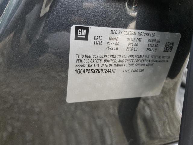 1G6AP5SX2G0124470 - 2016 CADILLAC CTS BLACK photo 12