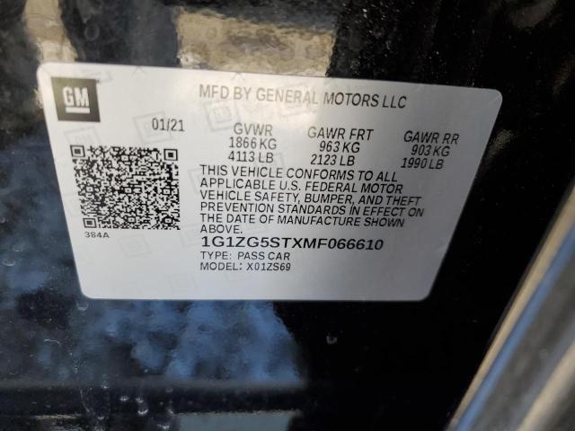 1G1ZG5STXMF066610 - 2021 CHEVROLET MALIBU RS 黑色 照片 12