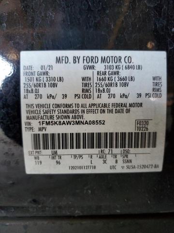 1FM5K8AW3MNA08552 - 2021 FORD EXPLORER POLICE INTERCEPTOR 双色 照片 12