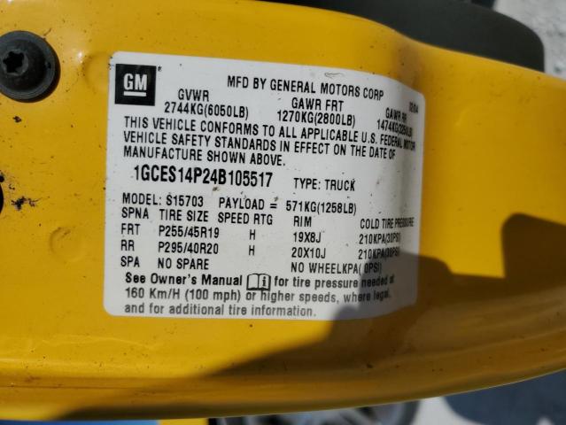 1GCES14P24B105517 - 2004 CHEVROLET SSR 黄色 照片 13