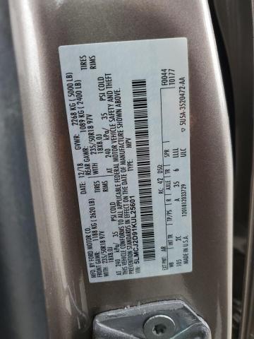 5LMCJ2D91KUL25601 - 2019 LINCOLN MKC SELECT TAN photo 12