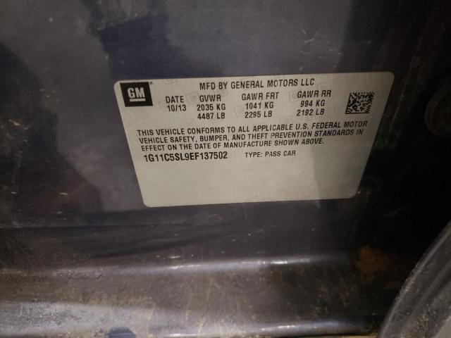 1G11C5SL9EF137502 - 2014 CHEVROLET MALIBU 1LT ლურჯი ფოტო 12