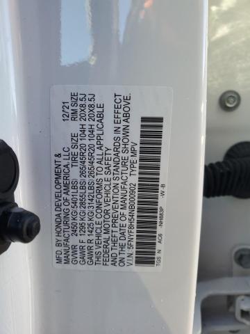 5FNYF8H54NB000902 - 2022 HONDA PASSPORT EXL WHITE photo 14
