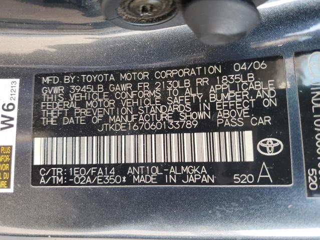 JTKDE167060133789 - 2006 TOYOTA SCION TC ნაცრისფერი ფოტო 12