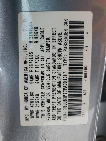 19UUB3F77FA005007 - 2015 ACURA TLX ADVANCE SILVER photo 12