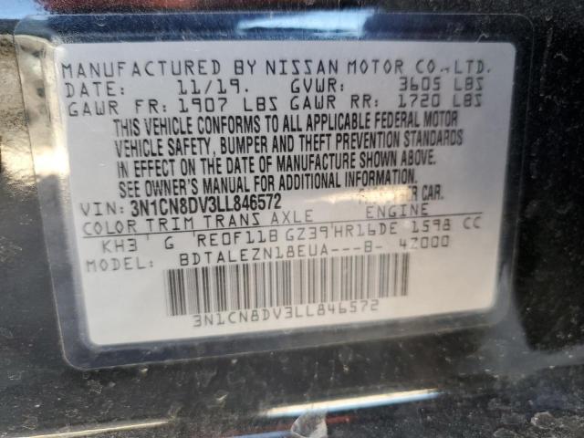 3N1CN8DV3LL846572 - 2020 NISSAN VERSA S BLACK photo 13