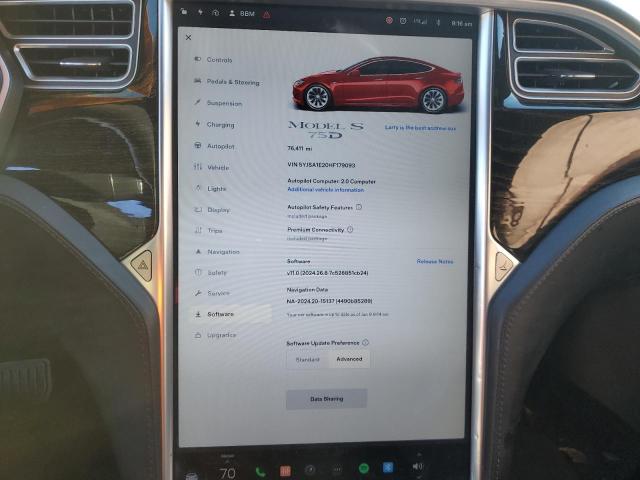 5YJSA1E20HF179093 - 2017 TESLA MODEL S RED photo 9