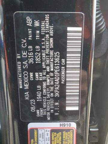 3KPA24AD1PE613625 - 2023 KIA RIO LX BLACK photo 12