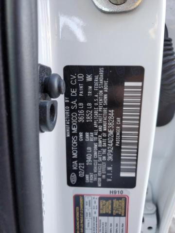 3KPA24AD2ME382844 - 2021 KIA RIO LX WHITE photo 12