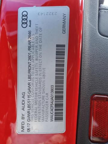 WAUC4CF54JA013803 - 2018 AUDI S5 PRESTIGE RED photo 12