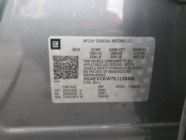 5GAEVCKW7KJ138496 - 2019 BUICK ENCLAVE AVENIR GRAY photo 14