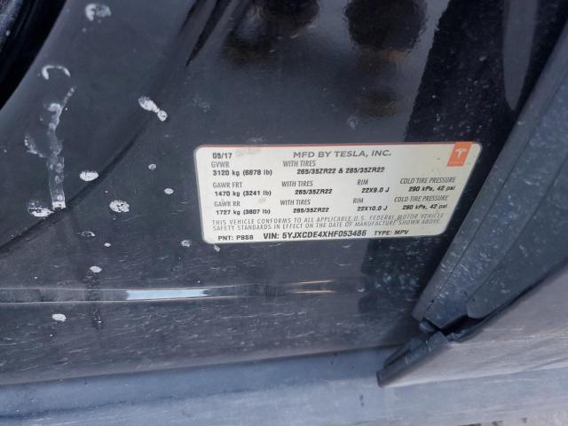 5YJXCDE4XHF053486 - 2017 TESLA MODEL X BLACK photo 12
