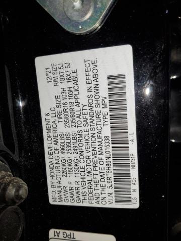 5J6RT6H86NL015338 - 2022 HONDA CR-V EXL BLACK photo 13