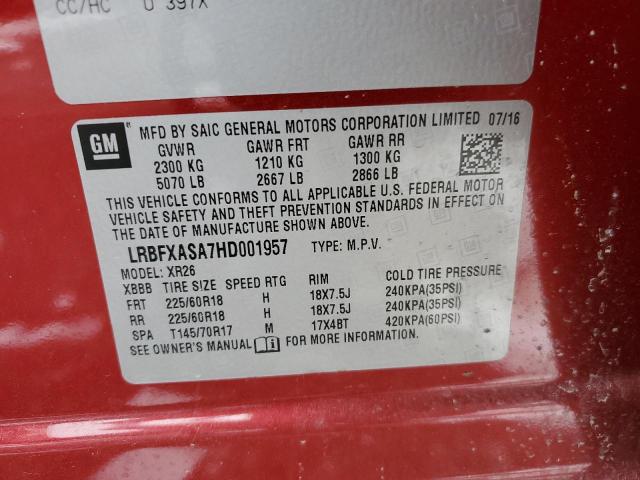 LRBFXASA7HD001957 - 2017 BUICK ENVISION PREFERRED Qırmızı foto 13