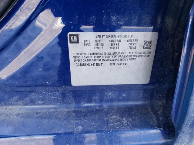 1G1JA5SH2E4118741 - 2014 CHEVROLET SONIC LS BLUE photo 12