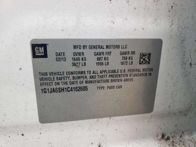 1G1JA6SH1C4162605 - 2012 CHEVROLET SONIC LS WHITE photo 12