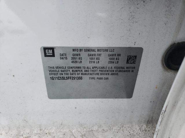 1G11C5SL5FF291366 - 2015 CHEVROLET MALIBU 1LT Ақ фото 12