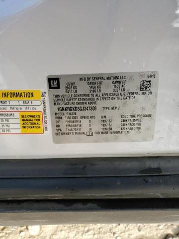 1GNKRGKD3GJ347308 - 2016 CHEVROLET TRAVERSE LT WHITE photo 13