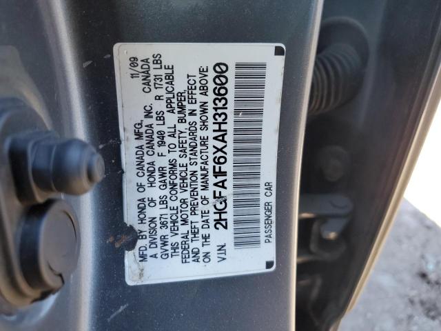 2HGFA1F6XAH313600 - 2010 HONDA CIVIC LX-S 灰色 照片 12