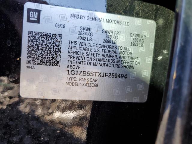 1G1ZB5STXJF259494 - 2018 CHEVROLET MALIBU LS 黑色 照片 12