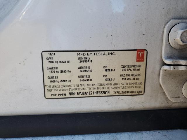 5YJSA1E21HF232514 - 2017 TESLA MODEL S Ağ foto 12