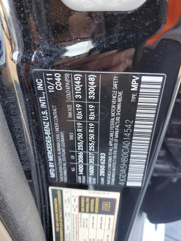 4JGDA5HB0CA014542 - 2012 MERCEDES-BENZ ML 350 4MATIC BLACK photo 13