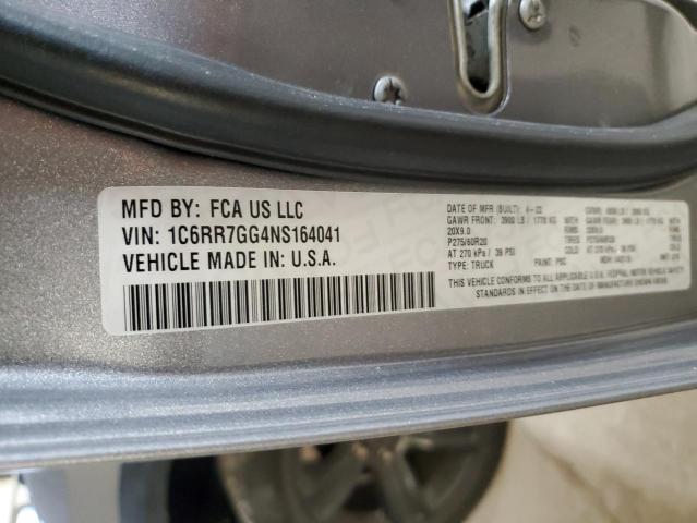 1C6RR7GG4NS164041 - 2022 RAM 1500 CLASS SLT ნაცრისფერი ფოტო 13