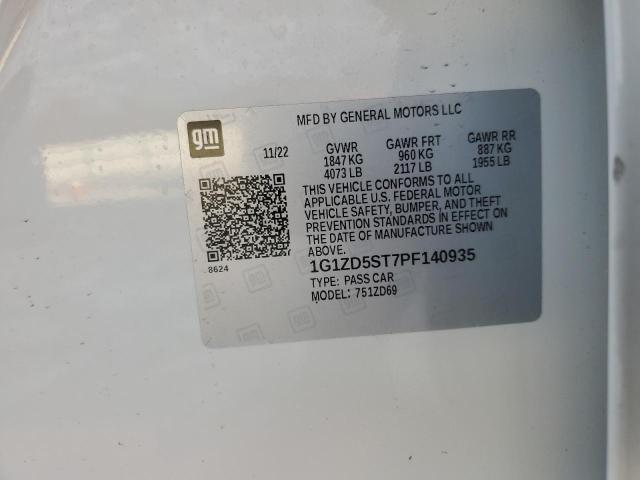 1G1ZD5ST7PF140935 - 2023 CHEVROLET MALIBU LT WHITE photo 12