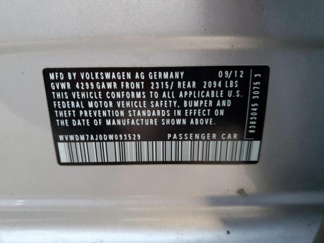 WVWDM7AJ0DW093529 - 2013 VOLKSWAGEN GOLF SILVER photo 12
