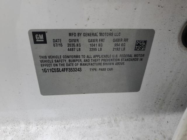 1G11C5SL4FF353243 - 2015 CHEVROLET MALIBU 1LT WHITE photo 12