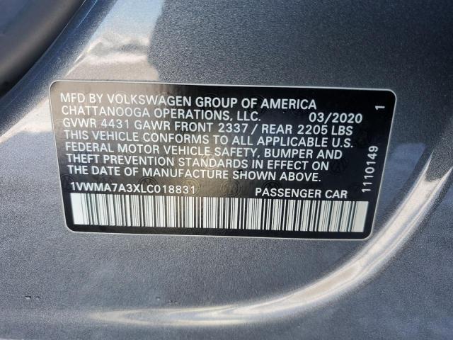 1VWMA7A3XLC018831 - 2020 VOLKSWAGEN PASSAT R-LINE ნაცრისფერი ფოტო 12