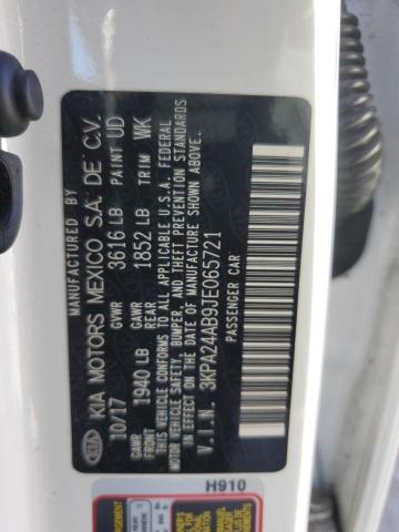 3KPA24AB9JE065721 - 2018 KIA RIO LX WHITE photo 12
