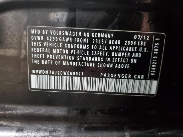 WVWDM7AJ2DW060077 - 2013 VOLKSWAGEN GOLF Սև լուսանկար 12