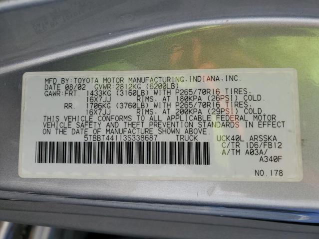 5TBBT44113S338687 - 2003 TOYOTA TUNDRA ACCESS CAB SR5 SILVER photo 12
