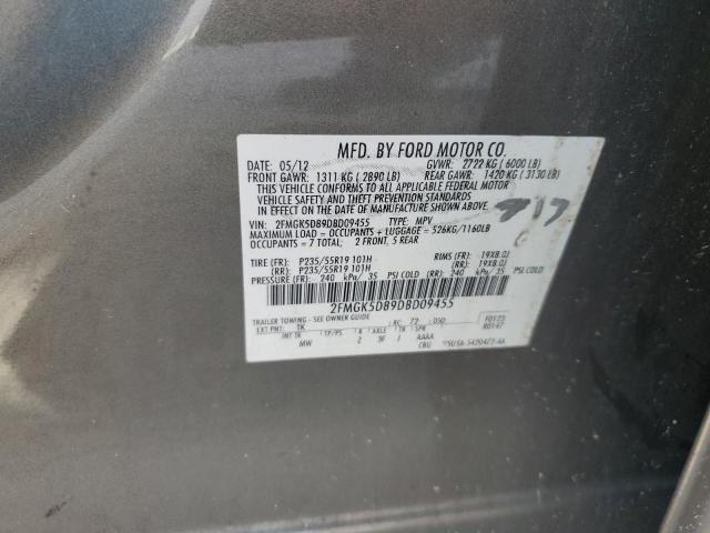 2FMGK5D89DBD09455 - 2013 FORD FLEX LIMITED GRAY photo 13