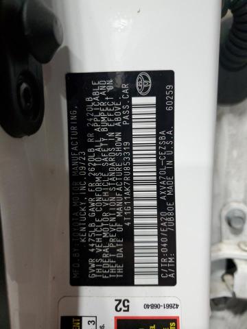 4T1G11AK7RU853319 - 2024 TOYOTA CAMRY SE NIGHT SHADE WHITE photo 12