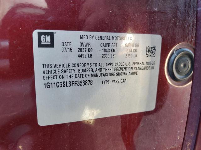 1G11C5SL3FF353878 - 2015 CHEVROLET MALIBU 1LT Бордовый фото 12