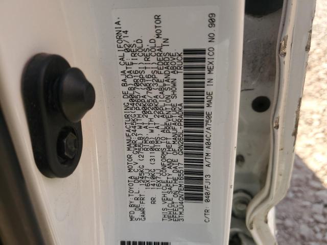 3TMJU4GN7EM165517 - 2014 TOYOTA TACOMA DOUBLE CAB PRERUNNER WHITE photo 12