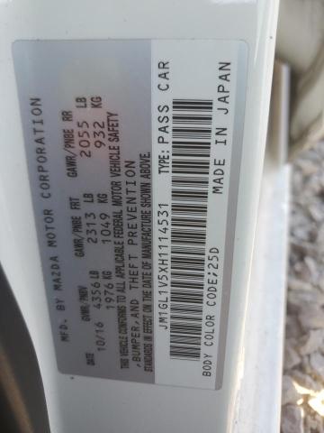 JM1GL1V5XH1114531 - 2017 MAZDA 6 TOURING WHITE photo 12