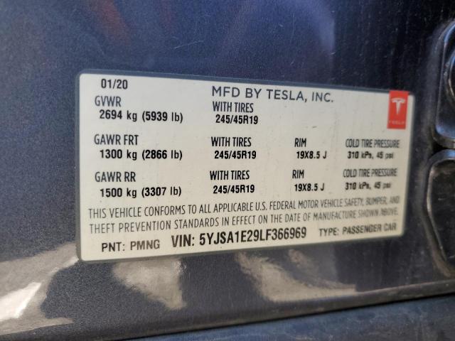 5YJSA1E29LF366969 - 2020 TESLA MODEL S SILVER photo 13