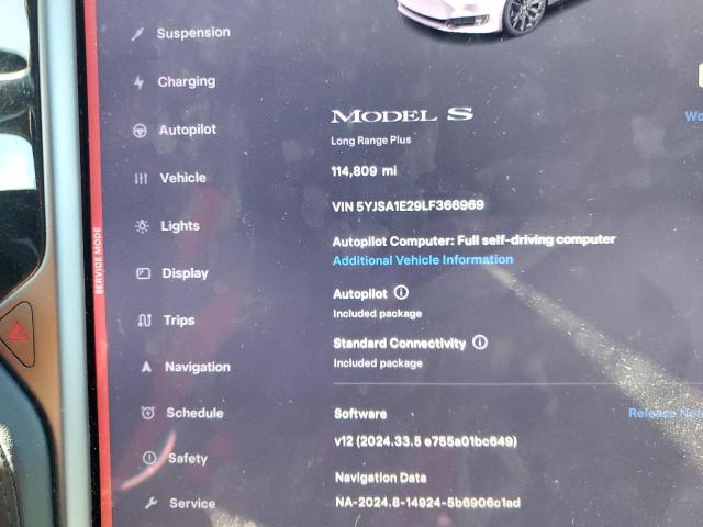 5YJSA1E29LF366969 - 2020 TESLA MODEL S SILVER photo 9