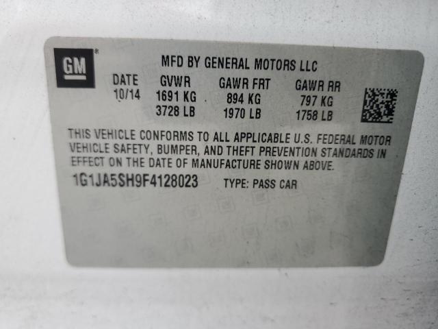 1G1JA5SH9F4128023 - 2015 CHEVROLET SONIC LS 白色 照片 12