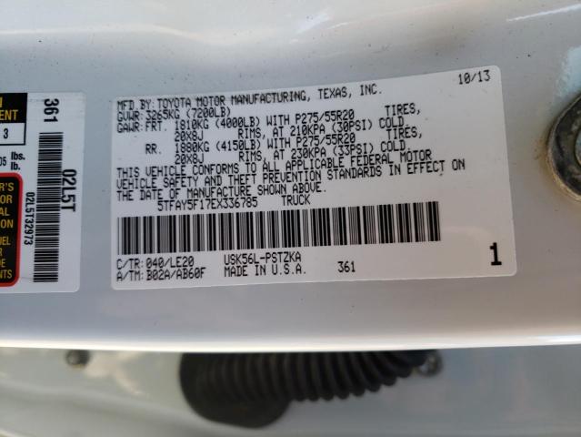 5TFAY5F17EX336785 - 2014 TOYOTA TUNDRA CREWMAX PLATINUM WHITE photo 13