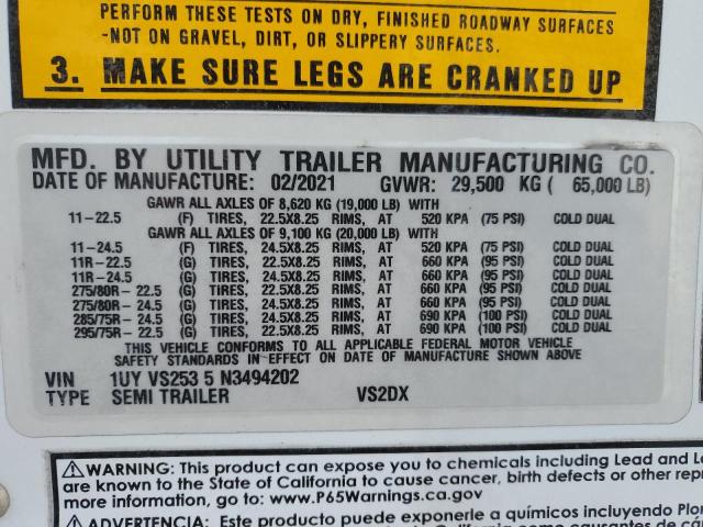 1UYVS2535N3494202 - 2022 UTILITY TRAILER WHITE photo 10