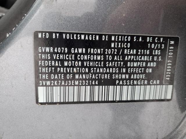 3VW2K7AJ3EM232144 - 2014 VOLKSWAGEN JETTA BASE ნაცრისფერი ფოტო 13