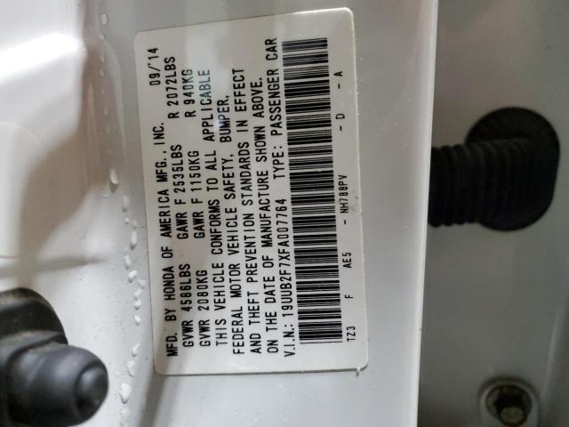 19UUB2F7XFA007764 - 2015 ACURA TLX ADVANCE WHITE photo 12