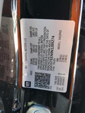 1GCGTEEN9N1289274 - 2022 CHEVROLET COLORADO ZR2 BLACK photo 12