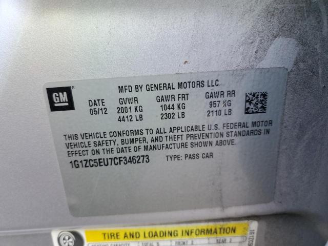 1G1ZC5EU7CF346273 - 2012 CHEVROLET MALIBU 1LT ვერცხლისფერი ფოტო 12