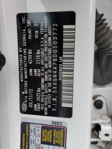 5XXGN4A78DG103772 - 2013 KIA OPTIMA EX WHITE photo 12